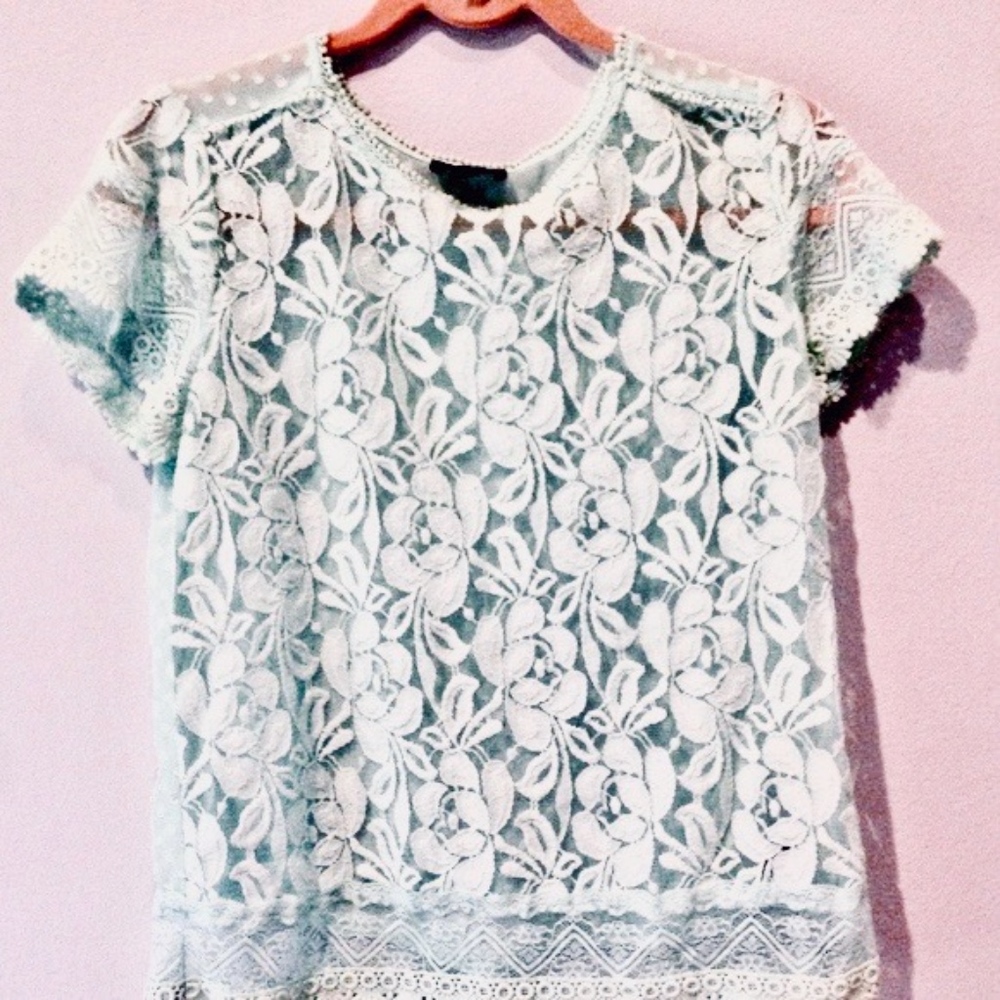 Lace semi sheer blouse